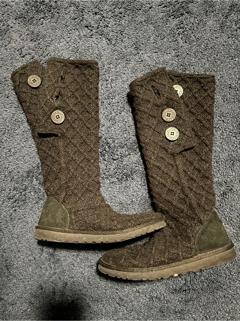 Women's Tall Knit Button Winter Boots - Black